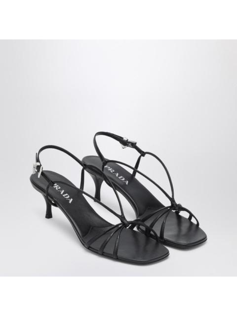 Prada Black Leather Sandal With Heel Women