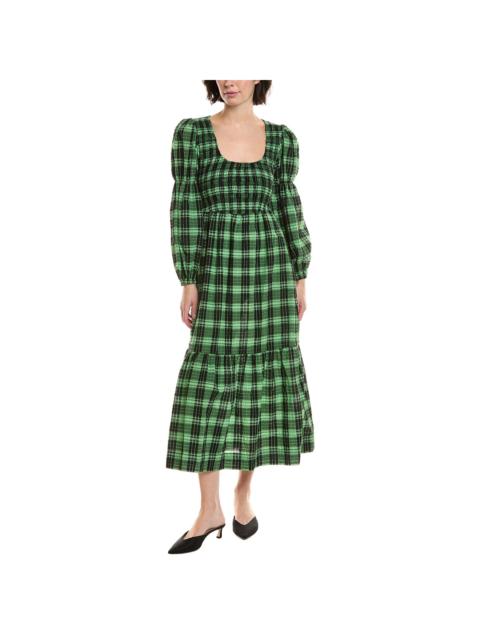 GANNI GANNI Seersucker Smocked Maxi Dress