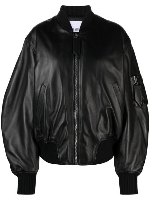 THE ATTICO Black Anja Leather Bomber Jacket