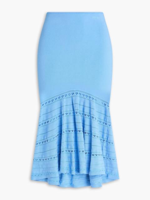 Victoria Beckham Flared pointelle-knit midi skirt