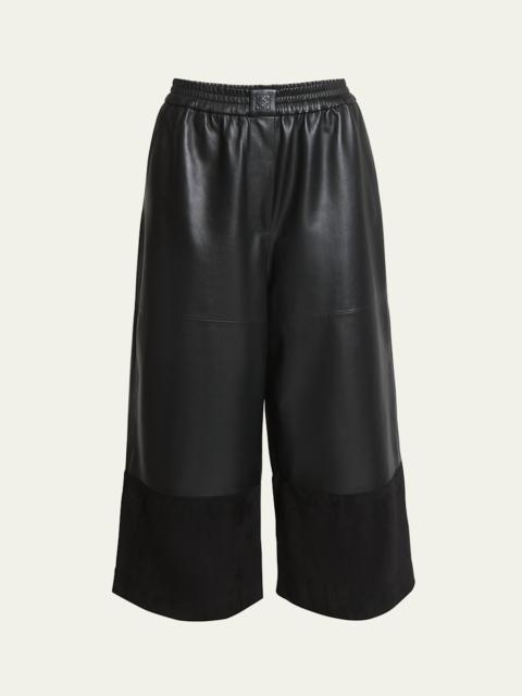 Loewe Cropped Leather and Suede Trousers