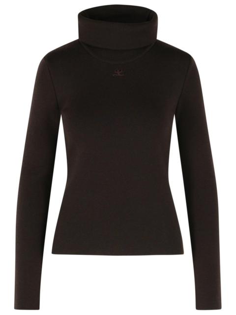 courrèges Courreges Merino Wool Turtleneck Sweater Brown