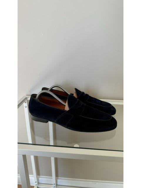 Vintage - Santoni suede leather navy loafers classic made in Italy