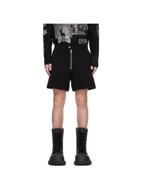 We11done Black Crumpled Shorts