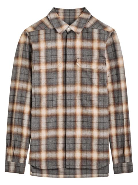 Rick Owens Camicia Plaid Brushed-cotton Shirt