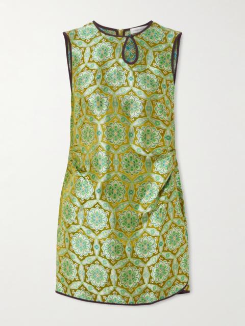 CHRISTOPHER ESBER Palmira Ruched Cutout Floral Brocade Mini Dress