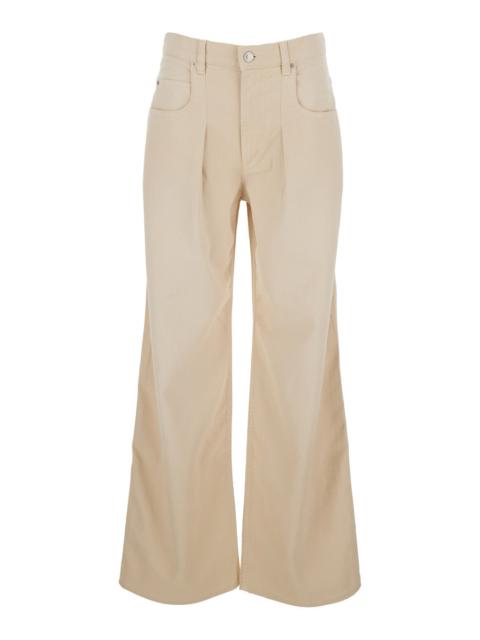 Isabel Marant Isabel Marant Women 'Rodayna' Beige Jeans With Logo Patch On The Rear And Wide Leg In Denim Woman