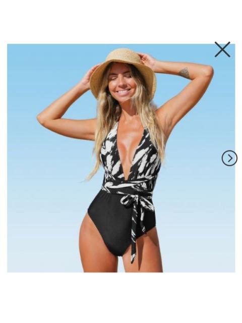 Other Designers NWT Cupshe Floral V Neck Crisscross One Piece Swimsuit Sz‎ Small