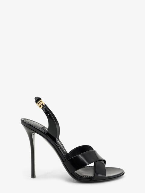Dolce & Gabbana Dolce & Gabbana Keira Shiny Calfskin Leather Sandals Black