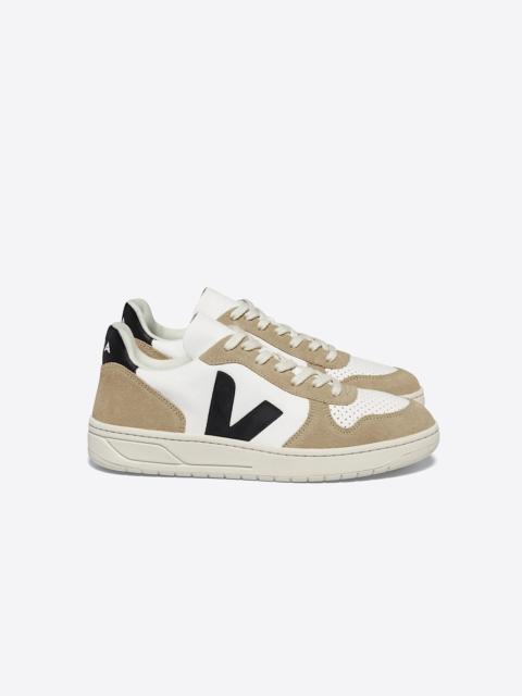 VEJA V-10 LEATHER WHITE BLACK SAHARA
