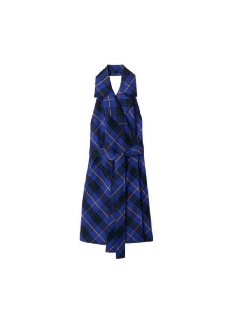 Burberry Burberry Check Pattern Linen Halter Dress