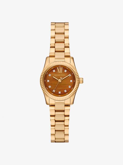 MICHAEL KORS Petite Lexington Pavé Gold-Tone Watch