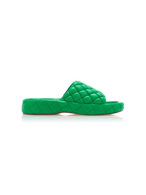 Bottega Veneta Padded Matelasse Slide Sandals green