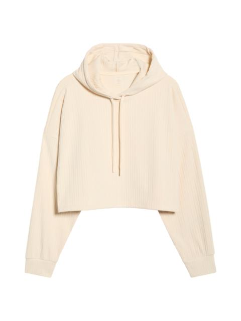 BEYOND YOGA Beyond Yoga Breathe Easy Rib Crop Hoodie in Ivory at Nordstrom