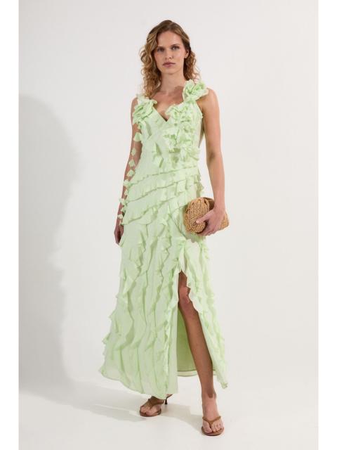 KAREN MILLEN Petite Embellished Ruffle Strappy Woven Maxi Dress