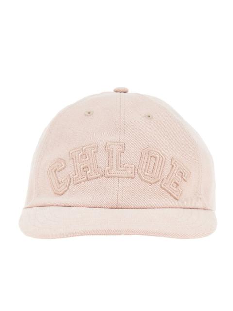 Chloé Chloe Logo Embroidery Denim Baseball Cap Pink