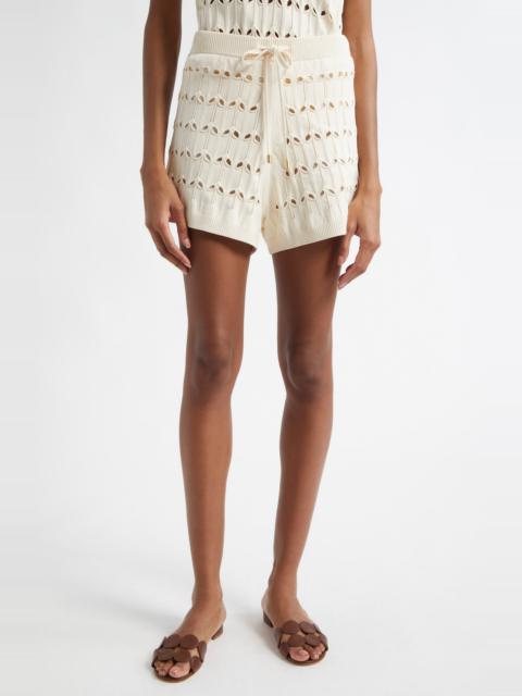 Zimmermann Zimmermann Rhiannon Pointelle Knit Shorts in Cream at Nordstrom