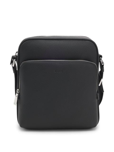 BOSS REPORTER BAG IN GRAINED ITALIAN LEATHER WITH EMBOSSED LOGO