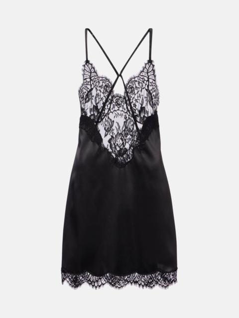 Dolce & Gabbana Lace-trimmed satin slip dress