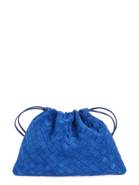 Bottega Veneta Bottega Veneta Medium Dustbag Intrecciato Suede Bag in 4297 Blue Royal-Gold at Nordstrom
