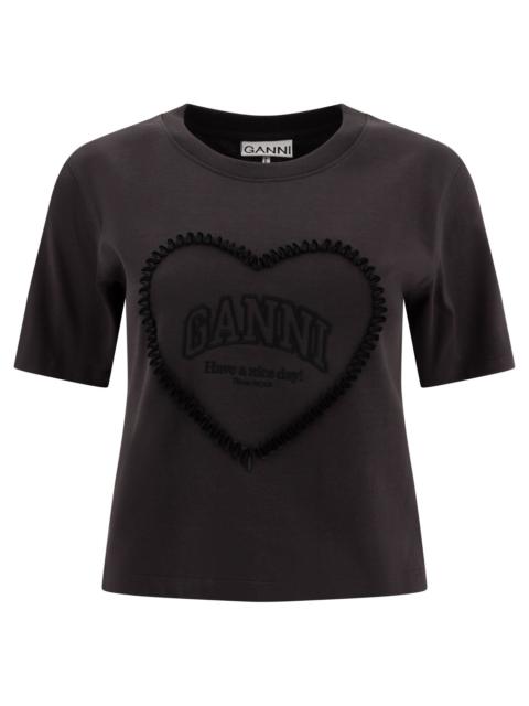 GANNI Ganni Cotton T-shirt With Logo