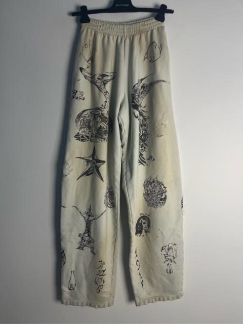 BALENCIAGA Balenciaga Tattoo Ink Stain Graffiti Sweatpants