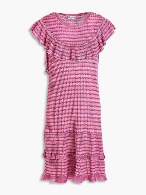 REDValentino Ruffled striped ribbed-knit mini dress