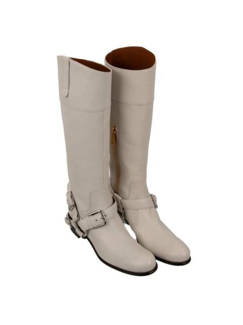 Dolce & Gabbana Metal Buckle Biker Shoes Boots HARLEY White 39 US 9 12613