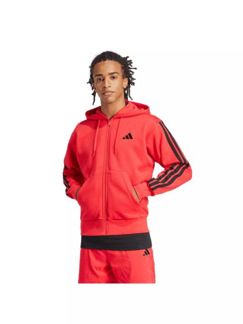 adidas Men's Essentials 3-Stripes Fleece Hoodie -Red/Black