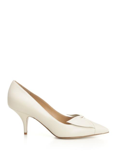 FERRAGAMO Gwen 70 Soft Bow Deccolte Pumps White