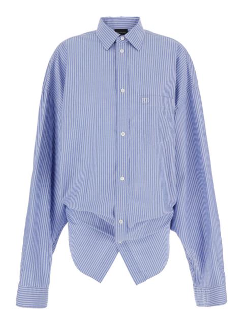 BALENCIAGA Balenciaga Light Blue And White Long Sleeve Shirt  With Stripes And Knot On The Back In Cotton Women