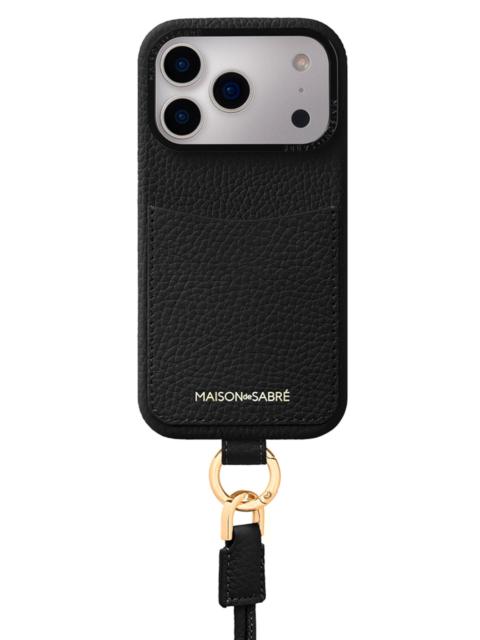 MAISON de SABRÉ MAISON de SABRÉ Sling Phone Case in Black Caviar at Nordstrom