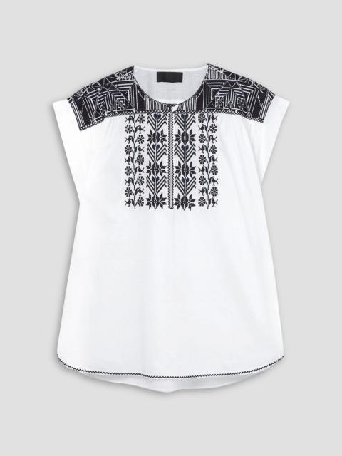 NILI LOTAN Aurielle embroidered cotton-poplin top