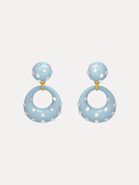 Oscar de la Renta ENAMEL CABOCHON HOOP CLIP-ON EARRINGS