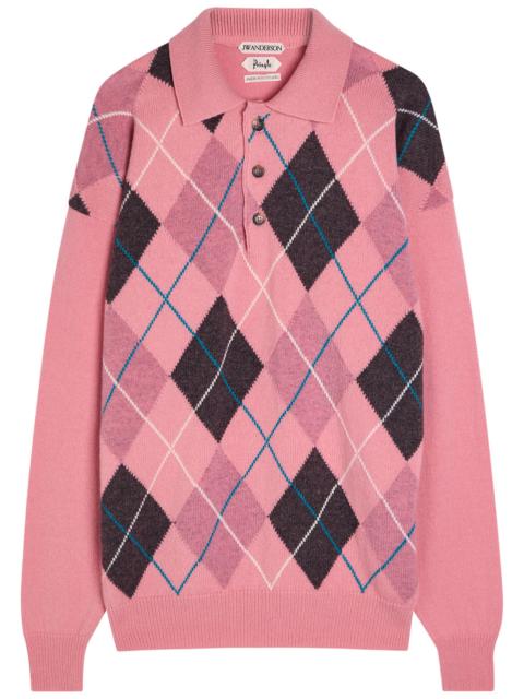 JW Anderson JW Anderson Pringle Argyle Wool Polo Jumper
