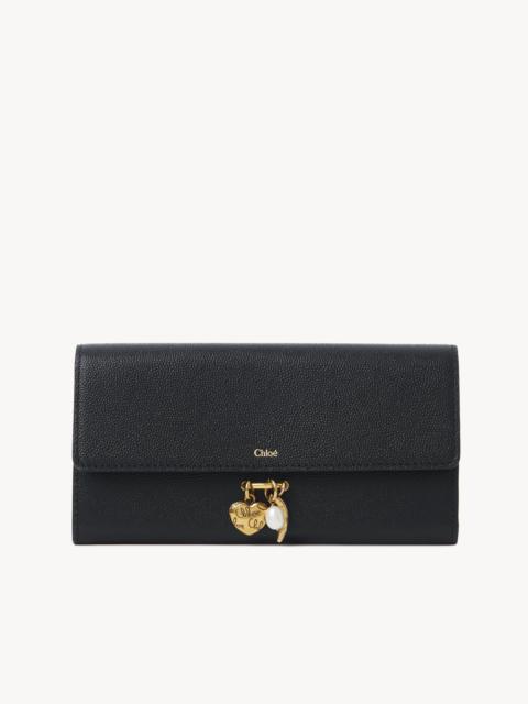 Chloé CHLOÉ CHARMS LONG WALLET WITH FLAP IN GRAINED LEATHER