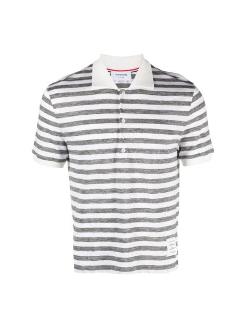 Thom Browne striped linen polo shirt