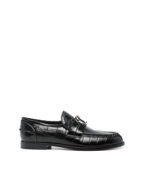 logo-plaque leather loafers