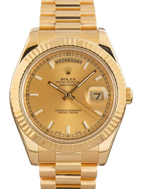 ROLEX Rolex Day-Date II Yellow Gold 218238 Champagne Index Dial