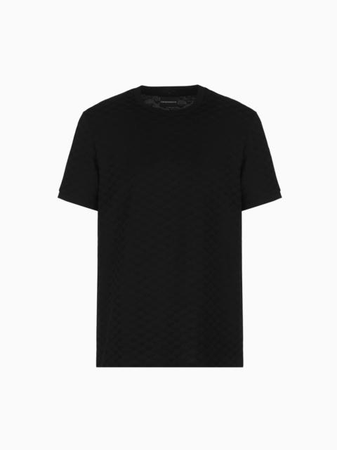EMPORIO ARMANI Mercerised-jersey T-shirt with all-over jacquard eagle