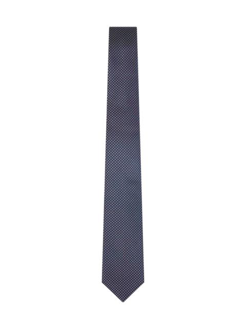 GIORGIO ARMANI Giorgio Armani Men Blue Micro-Pattern Jacquard Silk Tie