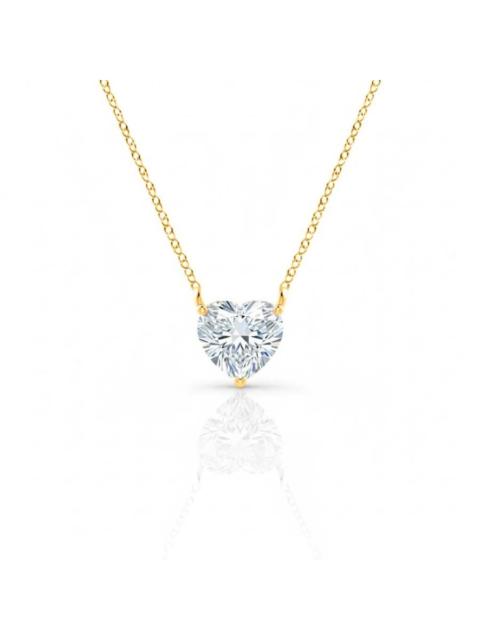 Other Designers Maulijewels 1.50 Carat Heart Shape Lab Grown Diamond Pendant Necklace for Women in 14K Gold | EF VS1