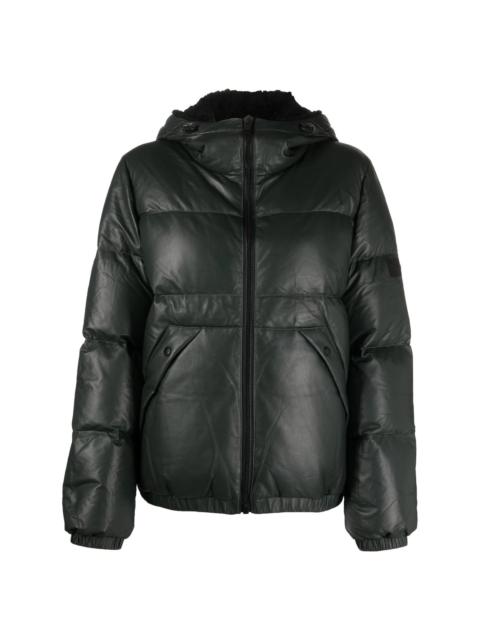 Yves Salomon leather hooded zipped-up jacket