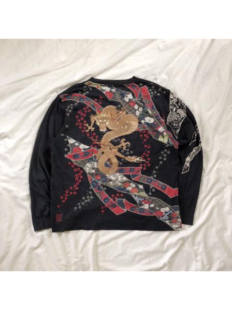 Other Designers Japanese Brand - KARA KURI Tamashi Gold Embroidery Dragon Longsleeve Shirt