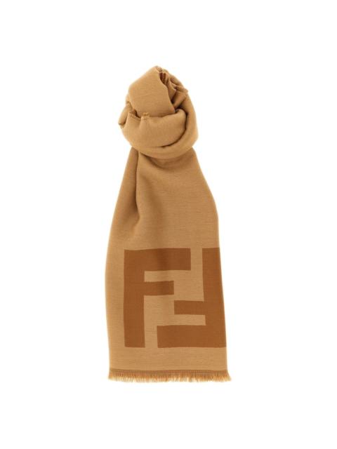 FENDI FENDI FF Macro Brown Wool Scarf New & Authentic