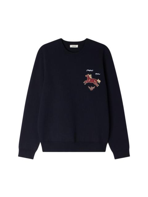 Sandro SANDRO Embroidered horse sweatshirt in Navy Blue at Nordstrom