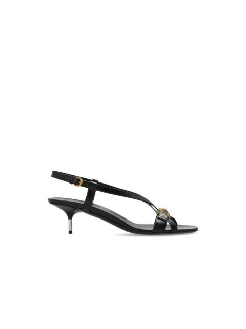 VERSACE VERSACE Black Leather 60mm Heeled Sandals New & Authentic (W