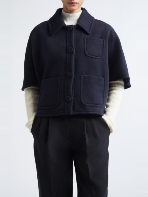 Max Mara Max Mara Agile Alpaca, Wool & Silk Double Face Cape in Ultramarine at Nordstrom