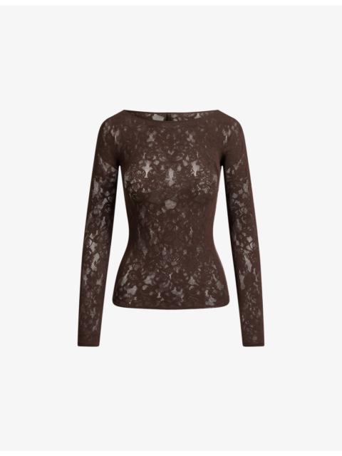 SKIMS Boat Neck Knit Lace Top