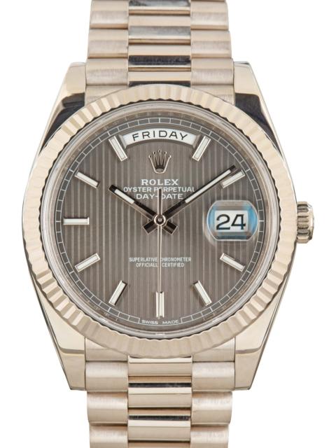 ROLEX Pre-owned Rolex Day-Date 40 Ref 228239 Dark Rhodium Tapestry Dial